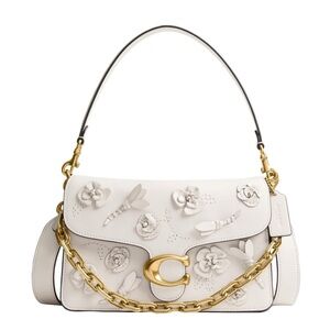 Coach Tabby 26 White Bag with Gold Floral Accents - New